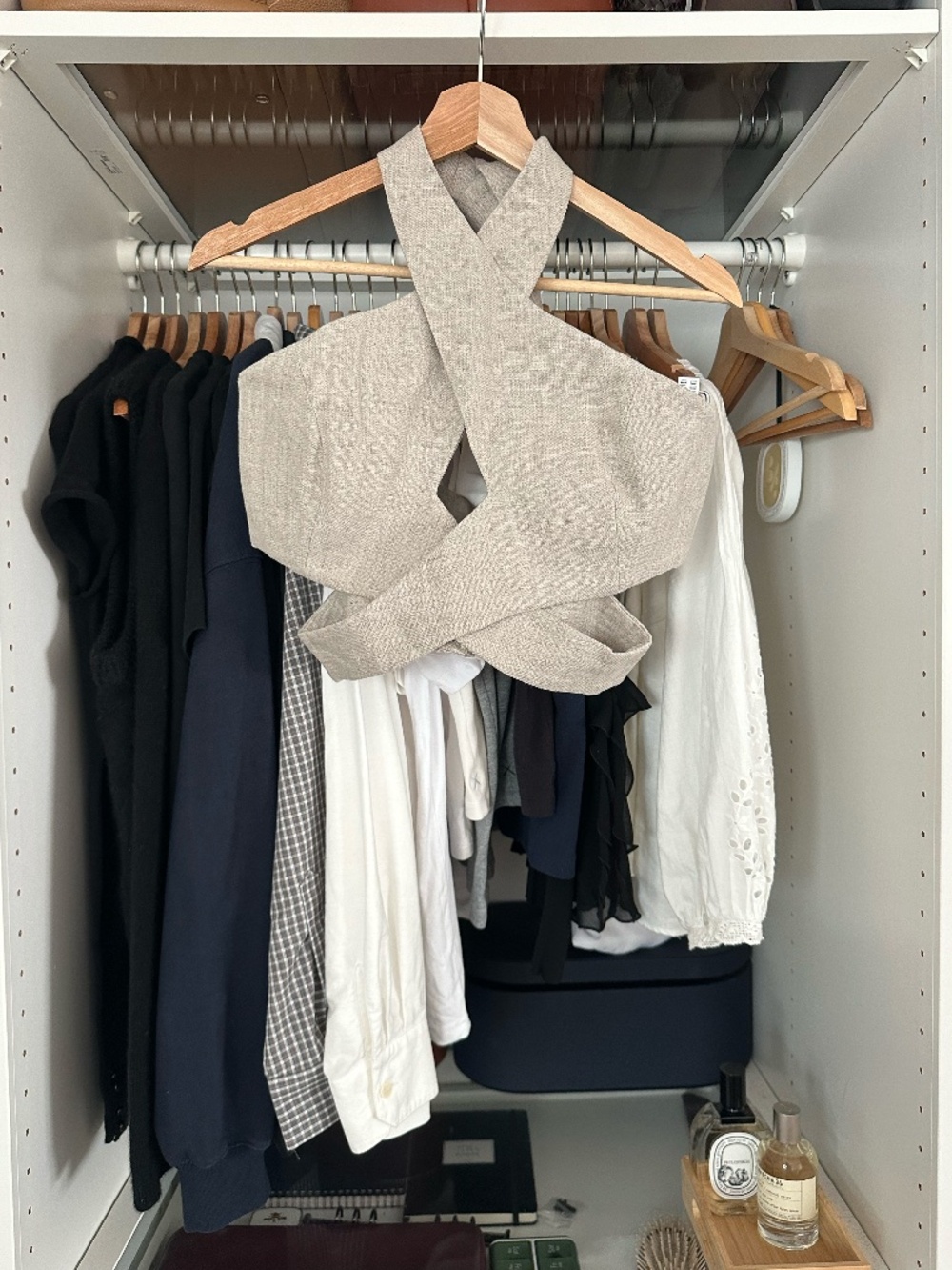 Reiss tan linen halter top